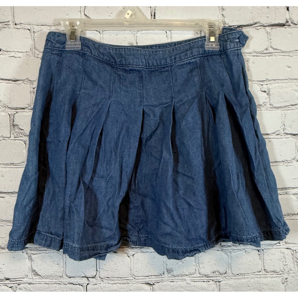 American Eagle Denim Skirt Pleated Mini‎ Skater Style Blue Size 8